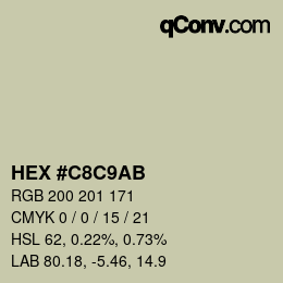 カラーコード: HEX #C8C9AB | qconv.com