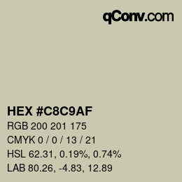 Color code: HEX #C8C9AF | qconv.com