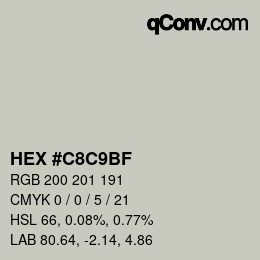 Color code: HEX #C8C9BF | qconv.com