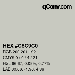 カラーコード: HEX #C8C9C0 | qconv.com
