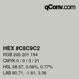 カラーコード: HEX #C8C9C2 | qconv.com