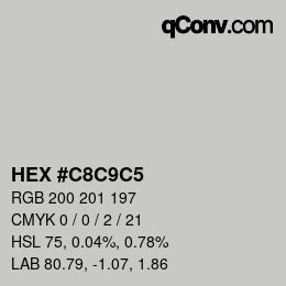 カラーコード: HEX #C8C9C5 | qconv.com