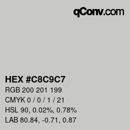 Color code: HEX #C8C9C7 | qconv.com