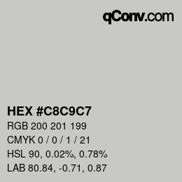 Código de color: HEX #C8C9C7 | qconv.com