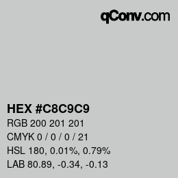 カラーコード: HEX #C8C9C9 | qconv.com
