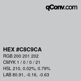 カラーコード: HEX #C8C9CA | qconv.com