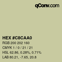 颜色代码: HEX #C8CAA0 | qconv.com