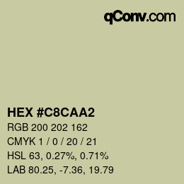 Color code: HEX #C8CAA2 | qconv.com