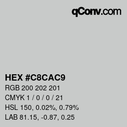 Color code: HEX #C8CAC9 | qconv.com