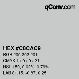 カラーコード: HEX #C8CAC9 | qconv.com