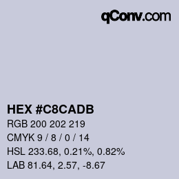 カラーコード: HEX #C8CADB | qconv.com