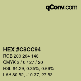 カラーコード: HEX #C8CC94 | qconv.com