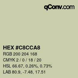 Farbcode: HEX #C8CCA8 | qconv.com