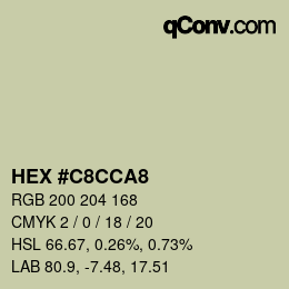 Color code: HEX #C8CCA8 | qconv.com