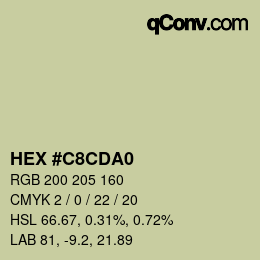 Color code: HEX #C8CDA0 | qconv.com
