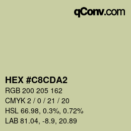 Color code: HEX #C8CDA2 | qconv.com