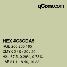 Color code: HEX #C8CDA5 | qconv.com