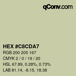 Color code: HEX #C8CDA7 | qconv.com