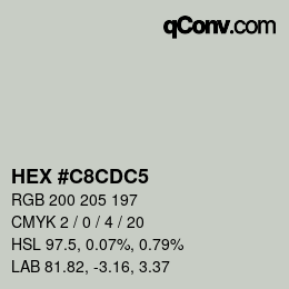 Color code: HEX #C8CDC5 | qconv.com