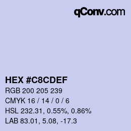 Color code: HEX #C8CDEF | qconv.com
