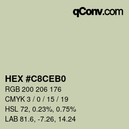 カラーコード: HEX #C8CEB0 | qconv.com