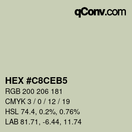 カラーコード: HEX #C8CEB5 | qconv.com