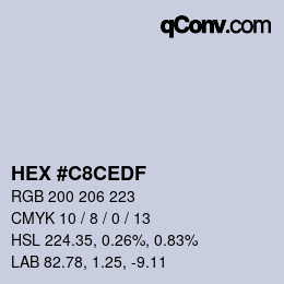 カラーコード: HEX #C8CEDF | qconv.com