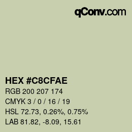 Color code: HEX #C8CFAE | qconv.com