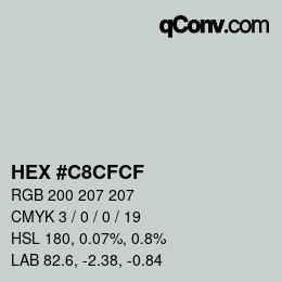 カラーコード: HEX #C8CFCF | qconv.com