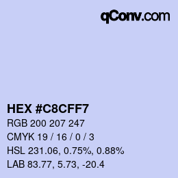 Color code: HEX #C8CFF7 | qconv.com