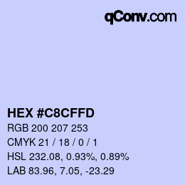 Color code: HEX #C8CFFD | qconv.com
