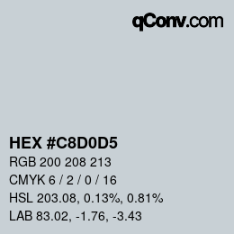 カラーコード: HEX #C8D0D5 | qconv.com