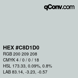 颜色代码: HEX #C8D1D0 | qconv.com