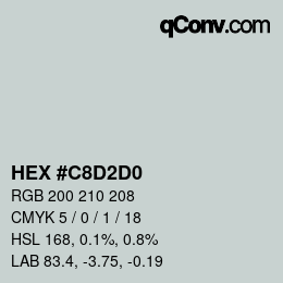 Code couleur: HEX #C8D2D0 | qconv.com