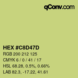 Farbcode: HEX #C8D47D | qconv.com