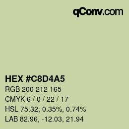 Farbcode: HEX #C8D4A5 | qconv.com