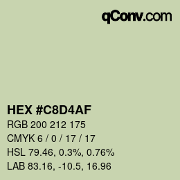 Color code: HEX #C8D4AF | qconv.com