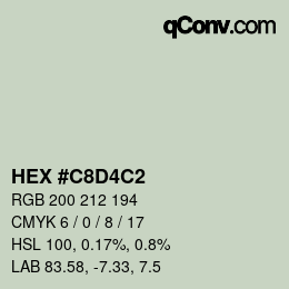 颜色代码: HEX #C8D4C2 | qconv.com
