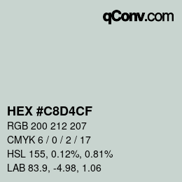 Color code: HEX #C8D4CF | qconv.com