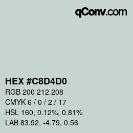 Color code: HEX #C8D4D0 | qconv.com