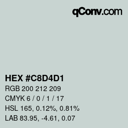 カラーコード: HEX #C8D4D1 | qconv.com