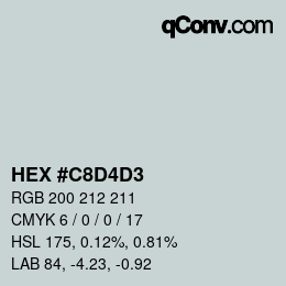 Color code: HEX #C8D4D3 | qconv.com