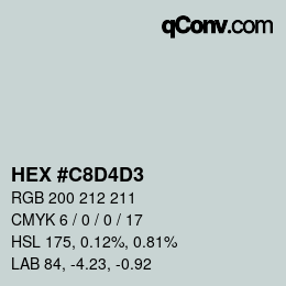 カラーコード: HEX #C8D4D3 | qconv.com