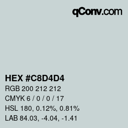 Color code: HEX #C8D4D4 | qconv.com