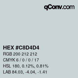 カラーコード: HEX #C8D4D4 | qconv.com