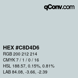 颜色代码: HEX #C8D4D6 | qconv.com