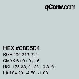 颜色代码: HEX #C8D5D4 | qconv.com
