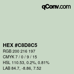 カラーコード: HEX #C8D8C5 | qconv.com