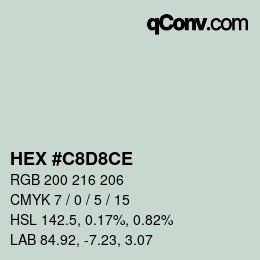 颜色代码: HEX #C8D8CE | qconv.com