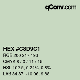 Color code: HEX #C8D9C1 | qconv.com